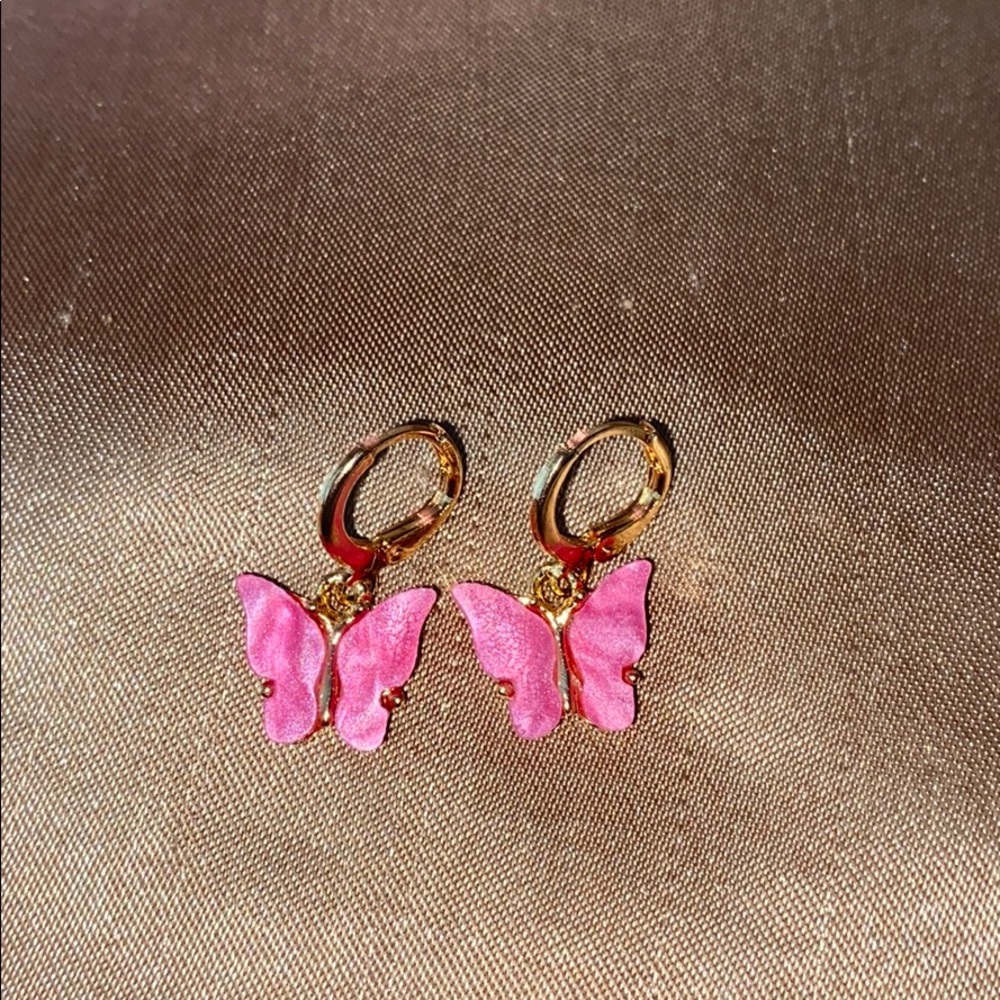 Rose butterfly earrings